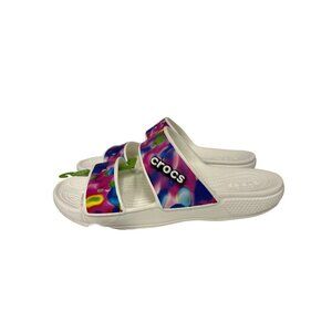 NEW! Crocs Classic Solarized Sandal Tie Dye White Women's 10 Men's 8